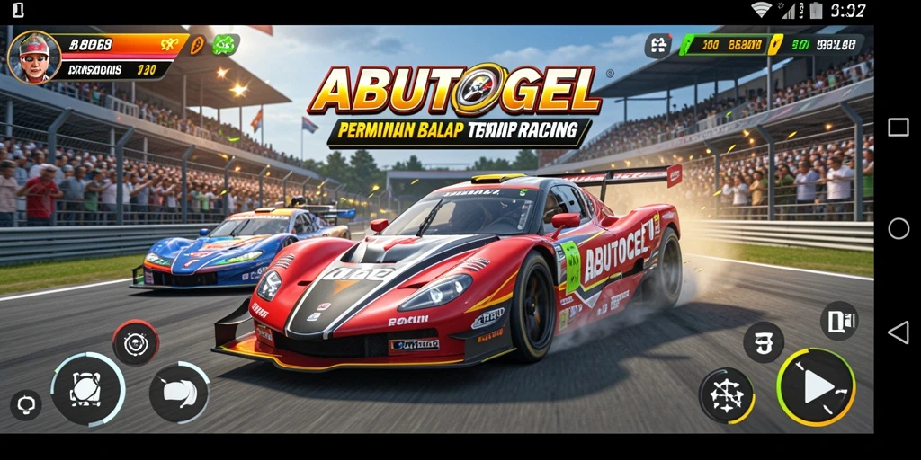 Gameplay balap menegangkan di ABUTOGEL dengan kendaraan bertenaga.