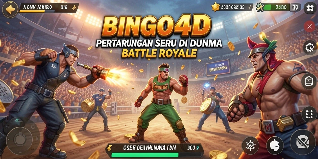 Screenshot gameplay BINGO4D yang menampilkan pertempuran Battle Royale seru.