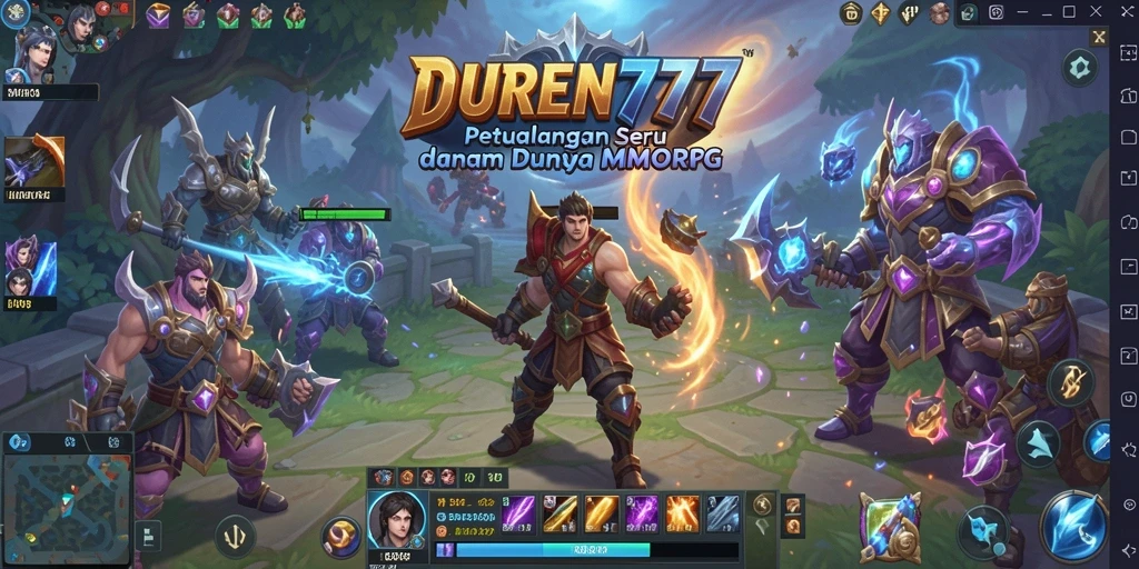 Tampilan gameplay DUREN777 yang penuh aksi dalam dunia MMORPG.