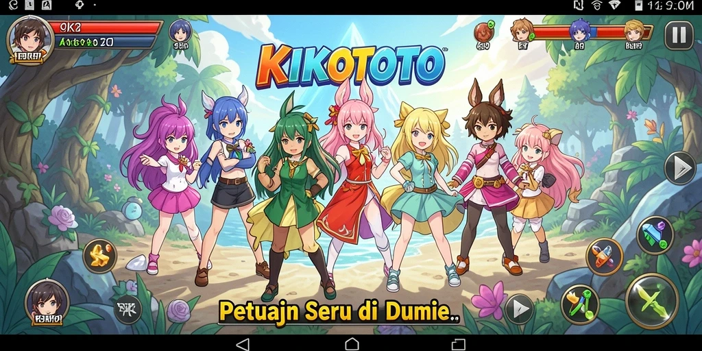 Tangkapan layar KIKOTOTO menampilkan karakter anime dalam aksi pertarungan yang mendebarkan.
