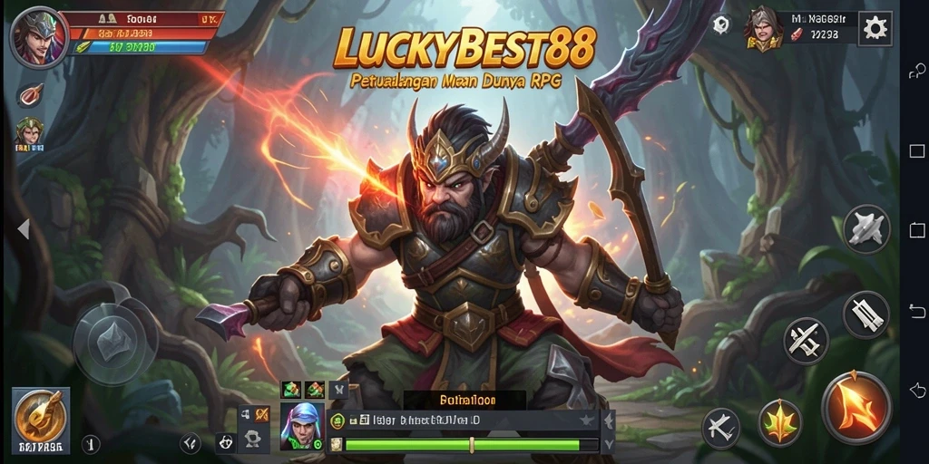 Tampilan gameplay menegangkan di LUCKYBEST88 dengan pertempuran epik.