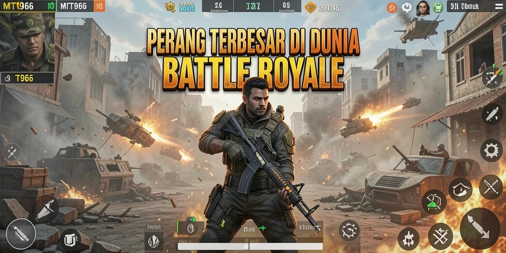 Tampilan gameplay seru di medan perang Battle Royale.