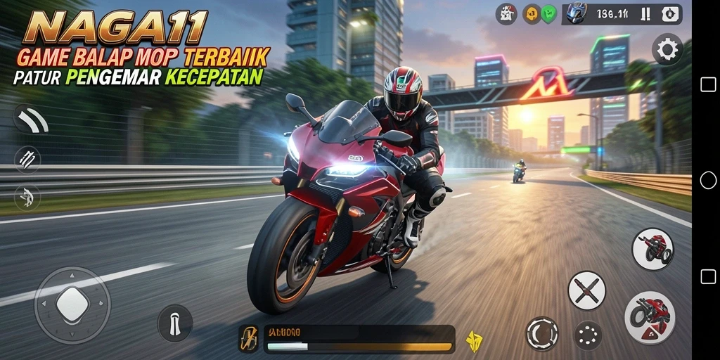 Screenshot NAGA11 menampilkan momen seru balapan motor yang mendebarkan.