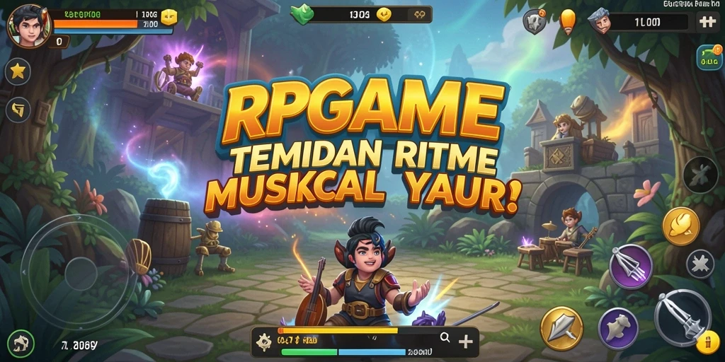 Gameplay RPGAME yang seru dengan berbagai lagu menarik.