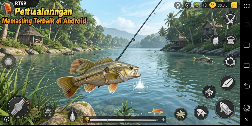 Gameplay RT99 menampilkan keseruan memancing yang nyata dan menawan.
