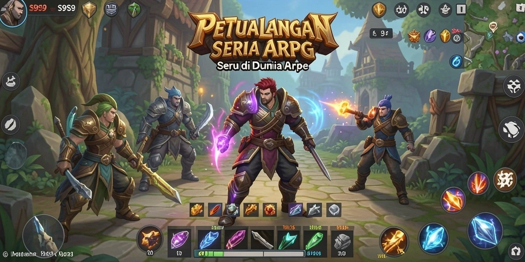 Screenshot gameplay S9S9 yang menampilkan pertarungan seru di dunia fantasi.