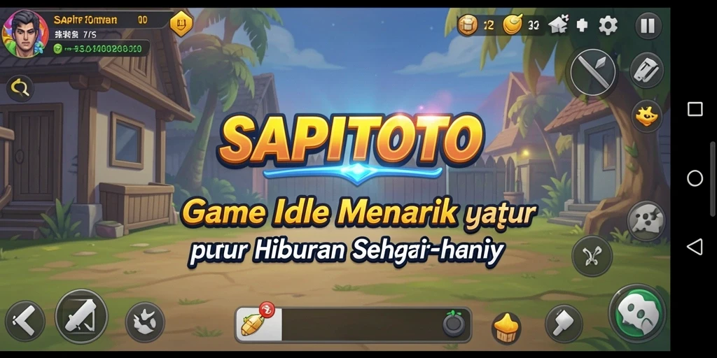 Tangkapan layar gameplay SAPITOTO dengan tampilan karakter dan elemen Idle yang menarik.