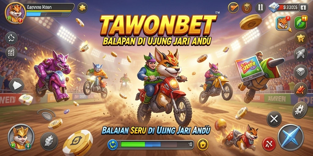 Tampilan gameplay menegangkan dalam balapan TAWONBET.