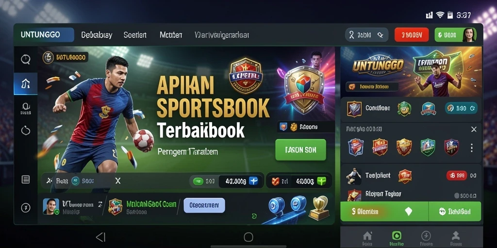 Screenshot gameplay UNTUNGGO yang menampilkan taruhan olahraga langsung.