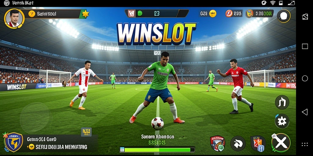 Screenshot WINSLOT menampilkan aksi seru dalam permainan sepak bola.