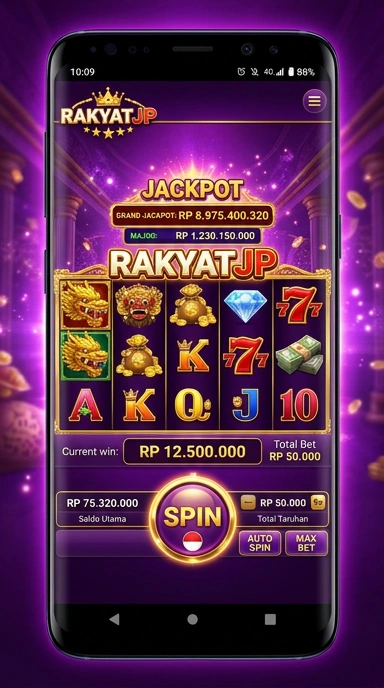 Tampilan antarmuka aplikasi rakyatjp yang sederhana dan praktis.